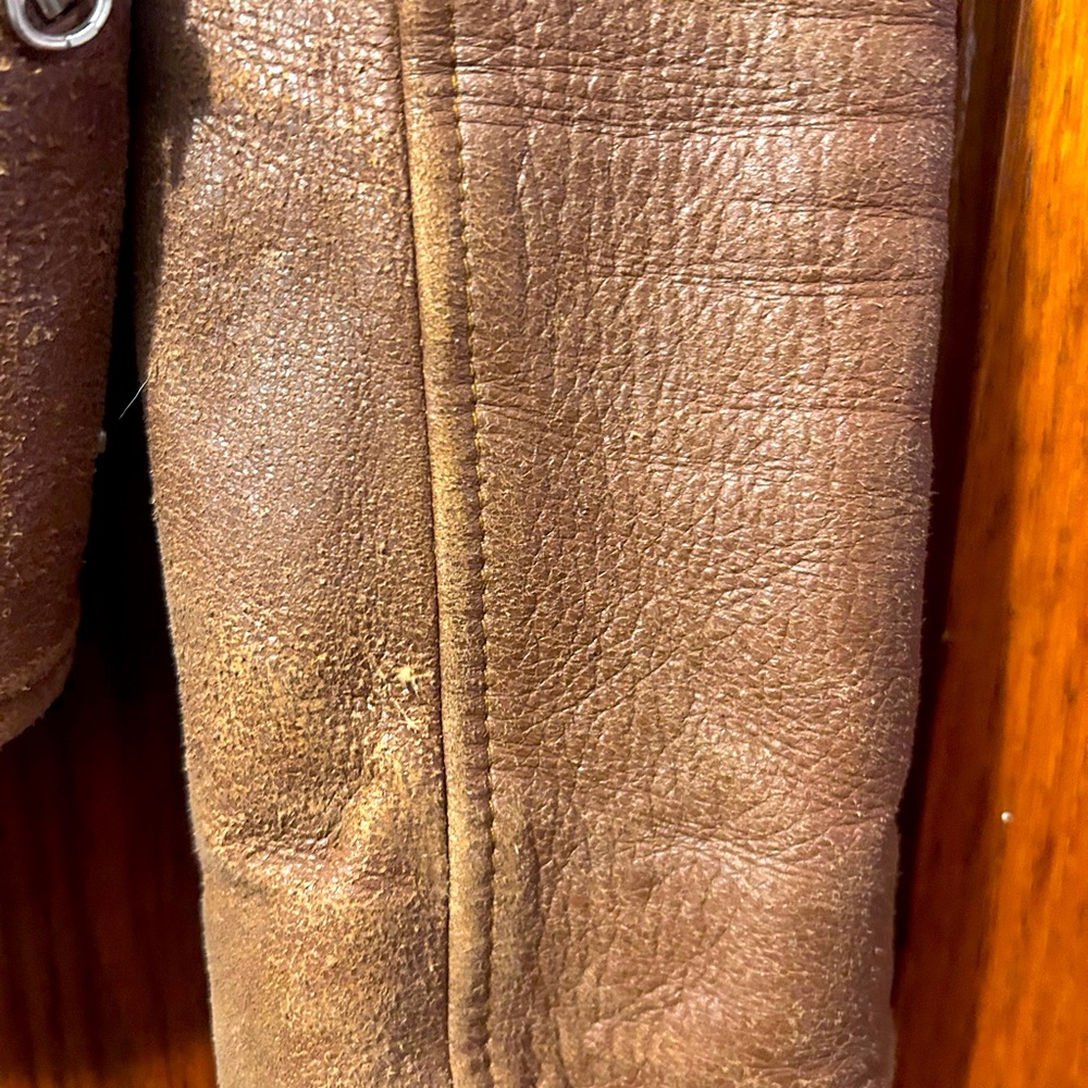 GUC brown leather jacket silk lined - Picture 10 of 15